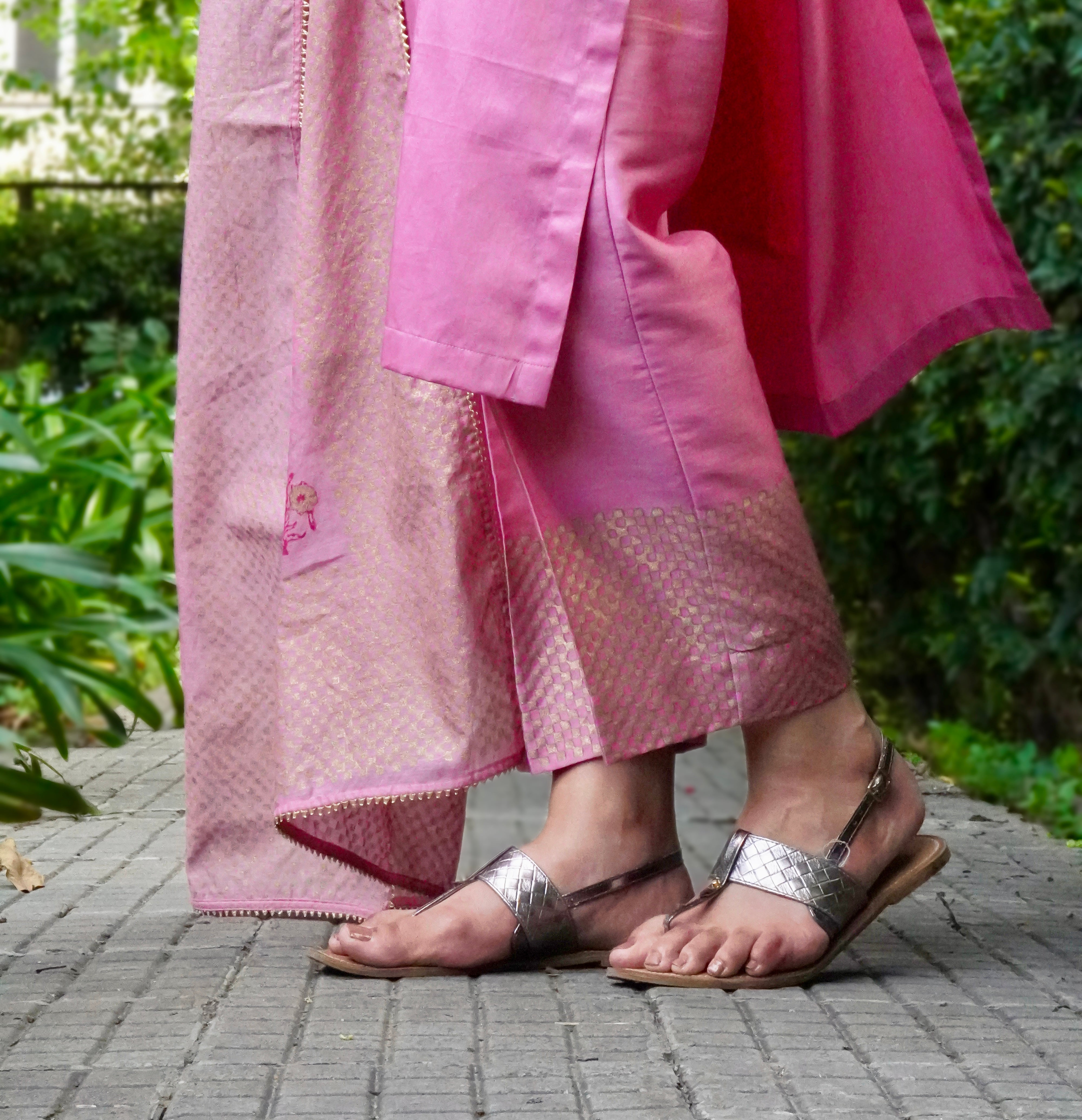Pastel pink block printed set