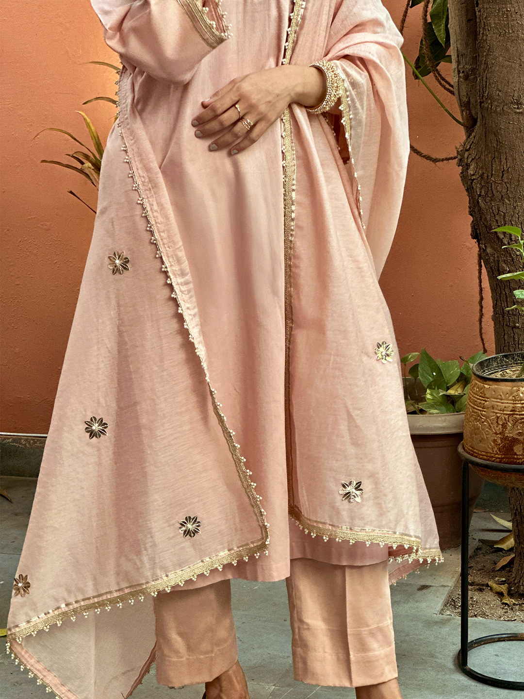 Peach Whisper with Golden Accents cotton set