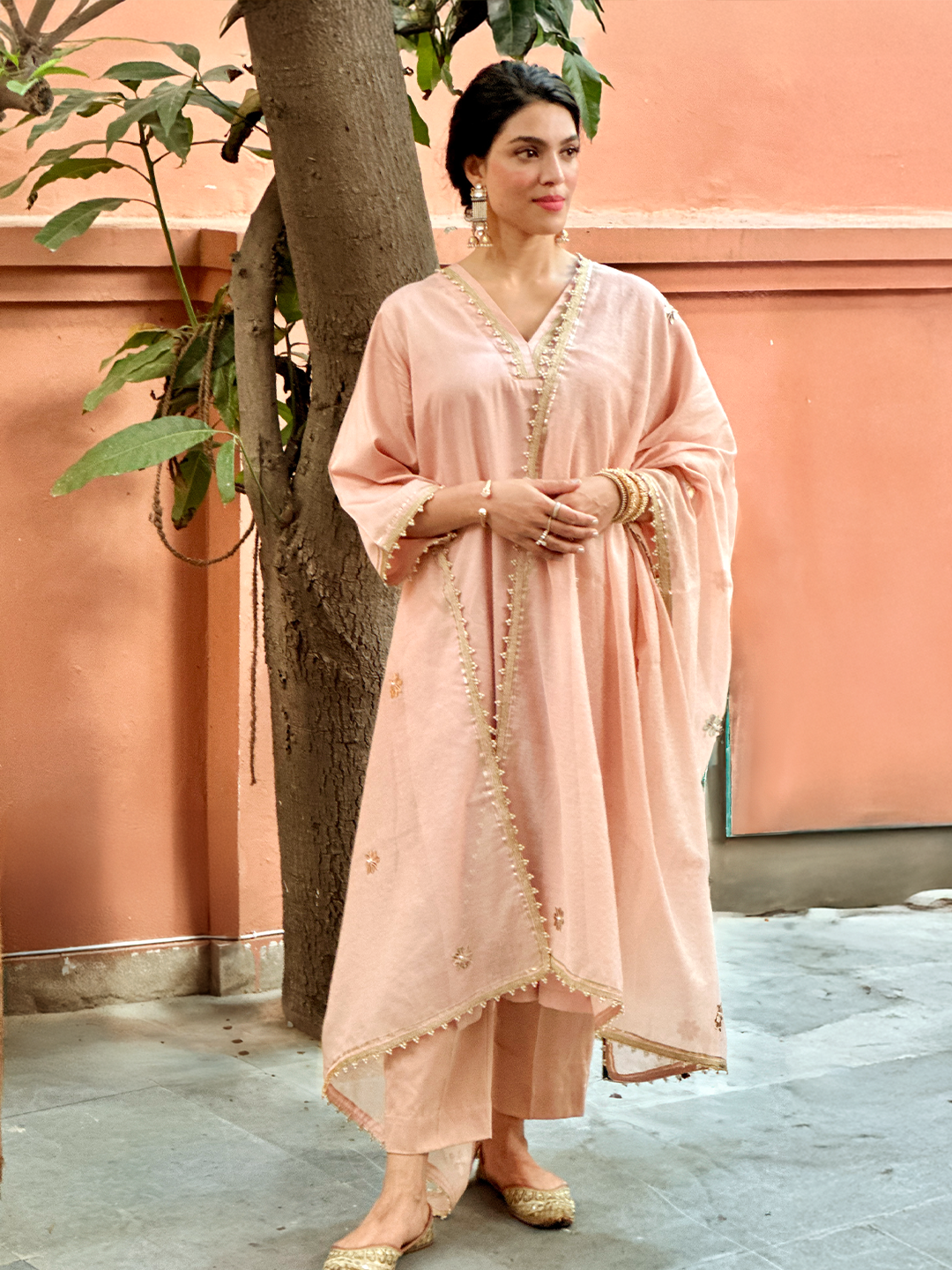 Peach Whisper with Golden Accents cotton set