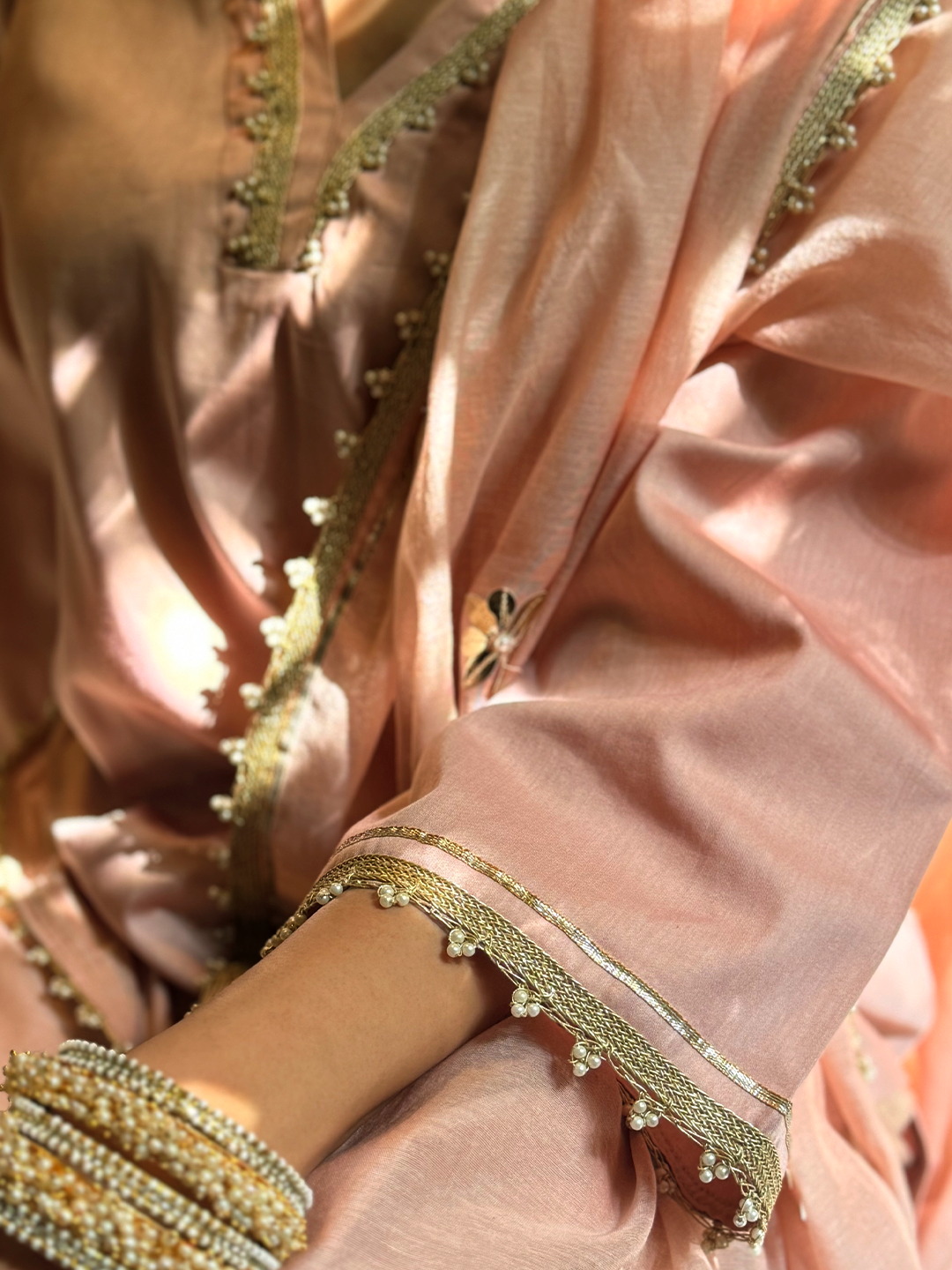 Peach Whisper with Golden Accents cotton set