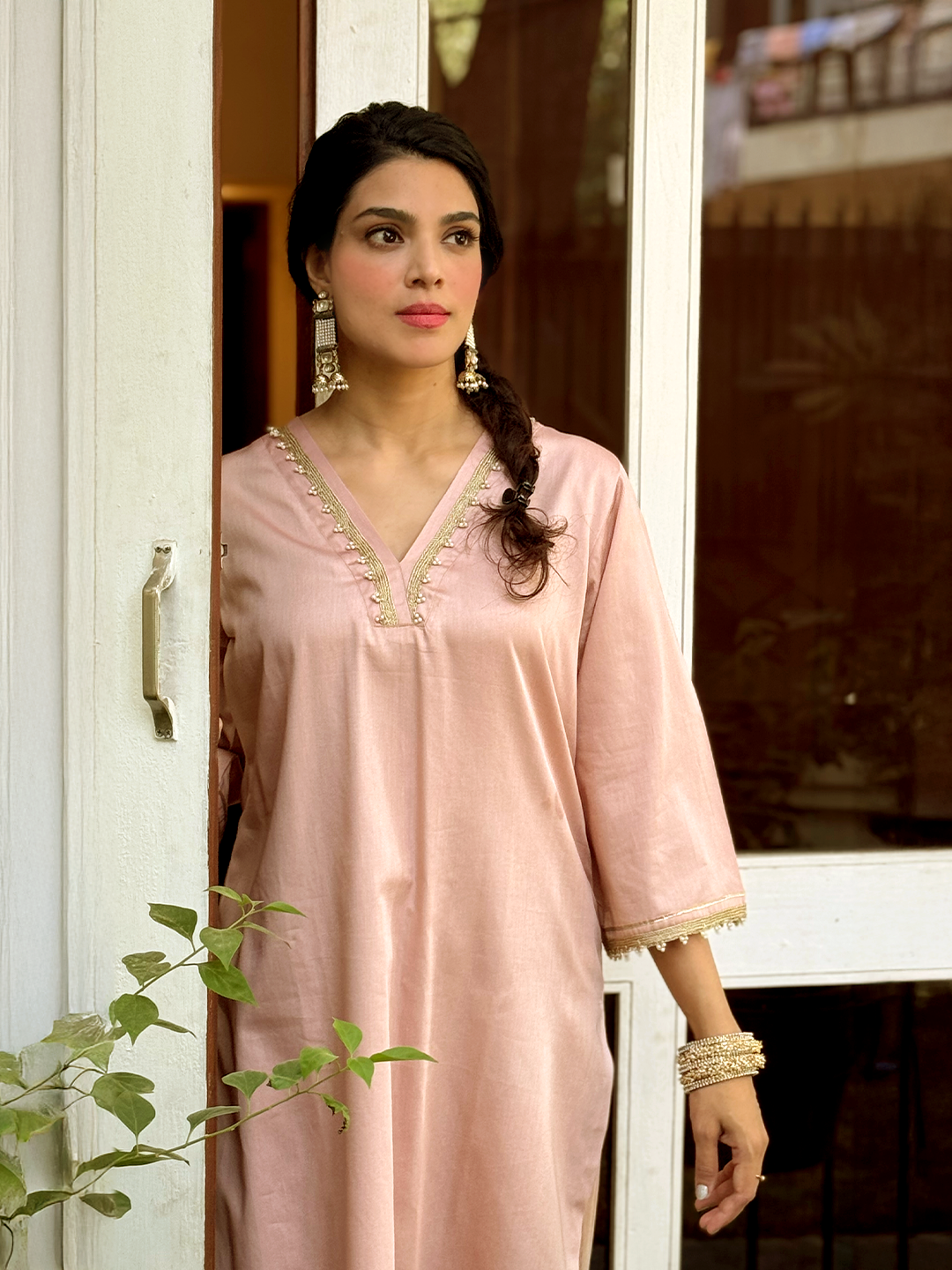 Peach Whisper with Golden Accents cotton set
