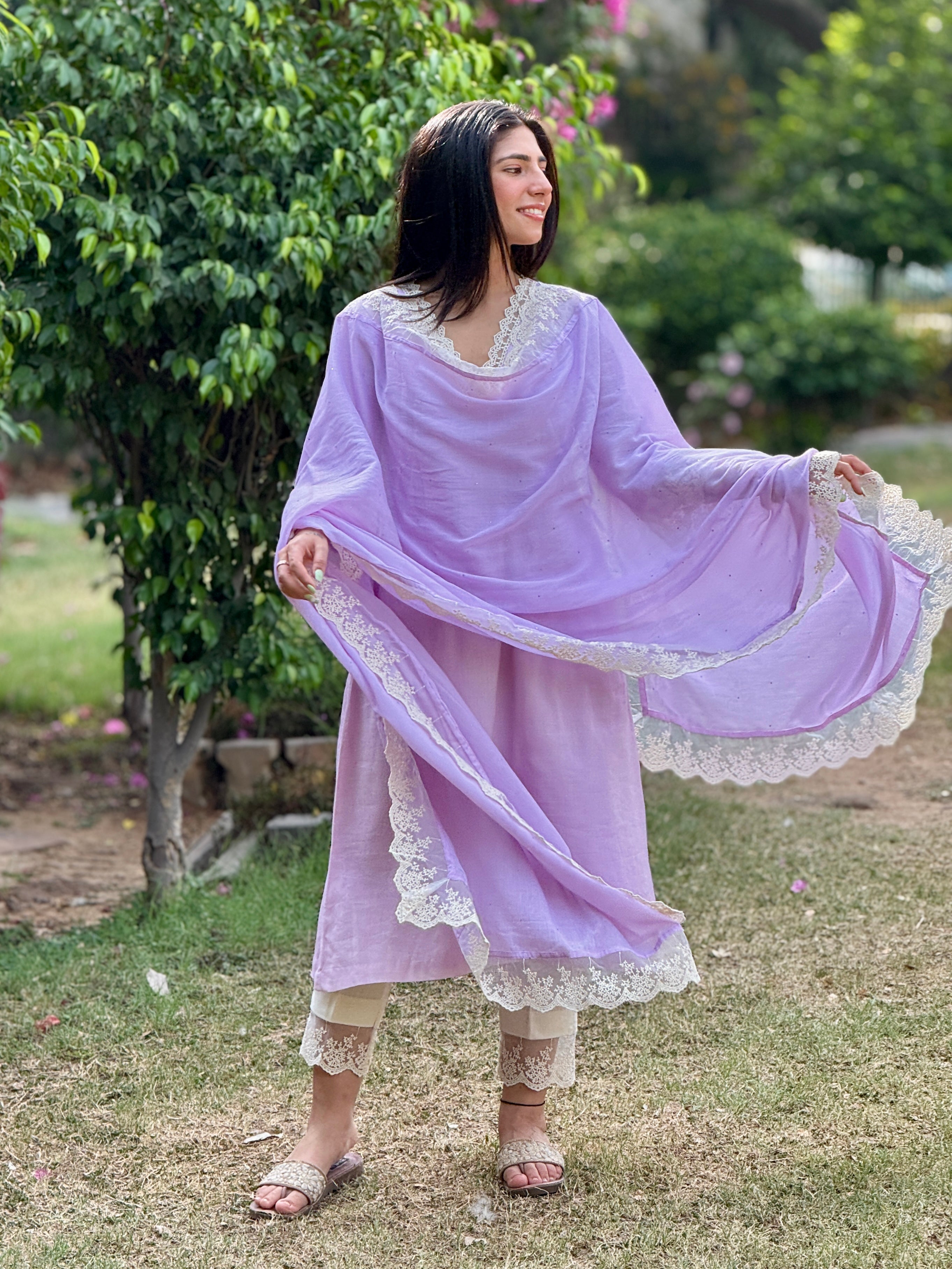 Lilac cotton mul set