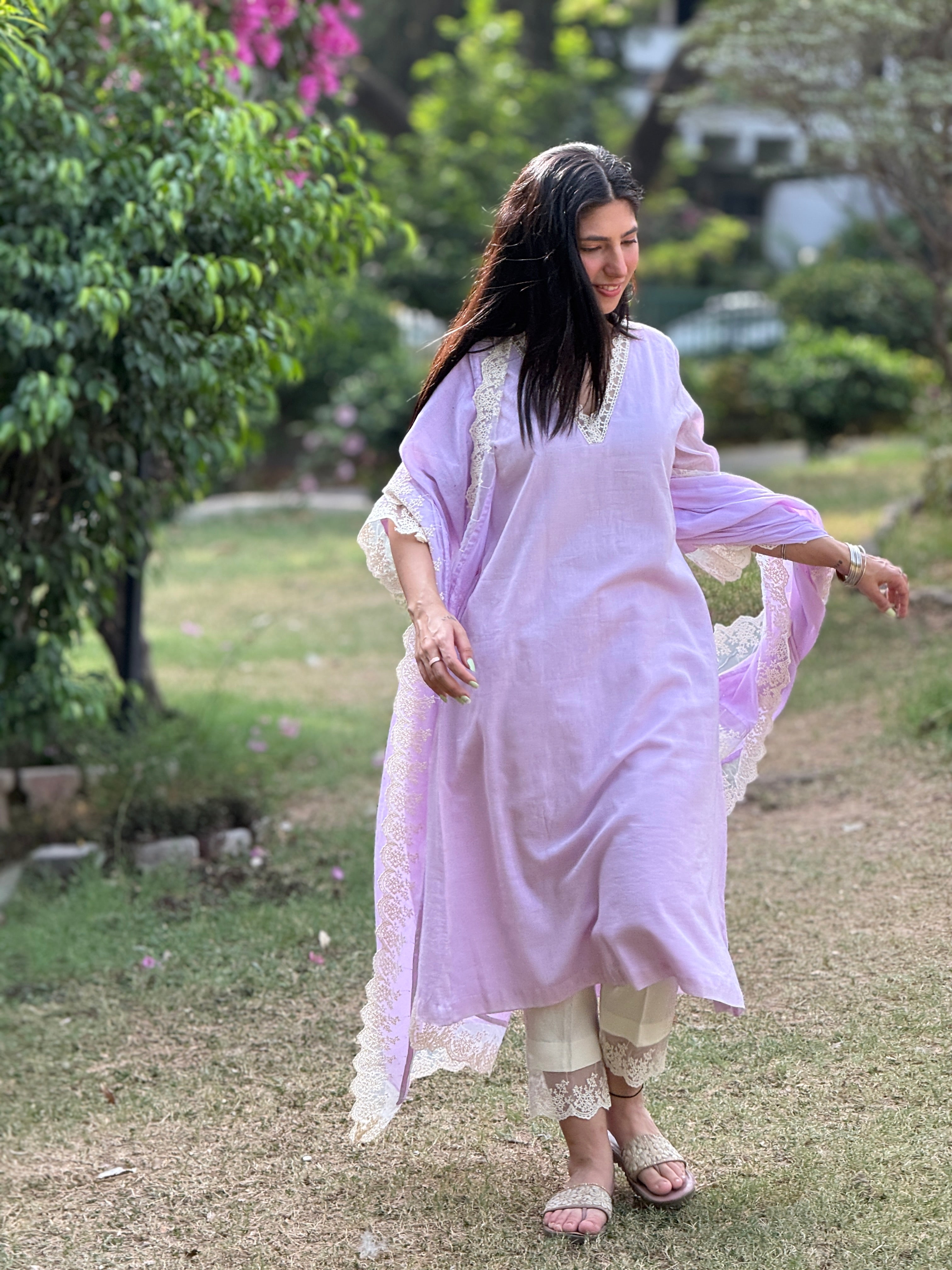 Lilac cotton mul set