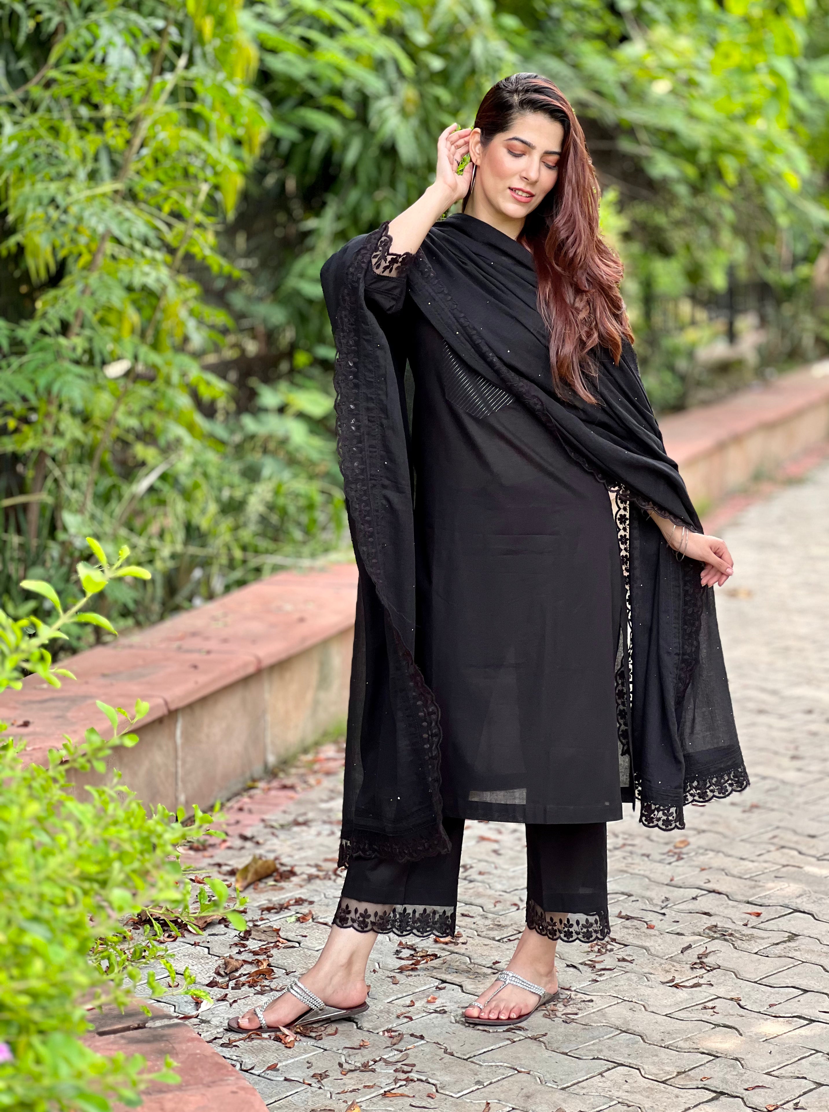 Midnight Black cotton mul set