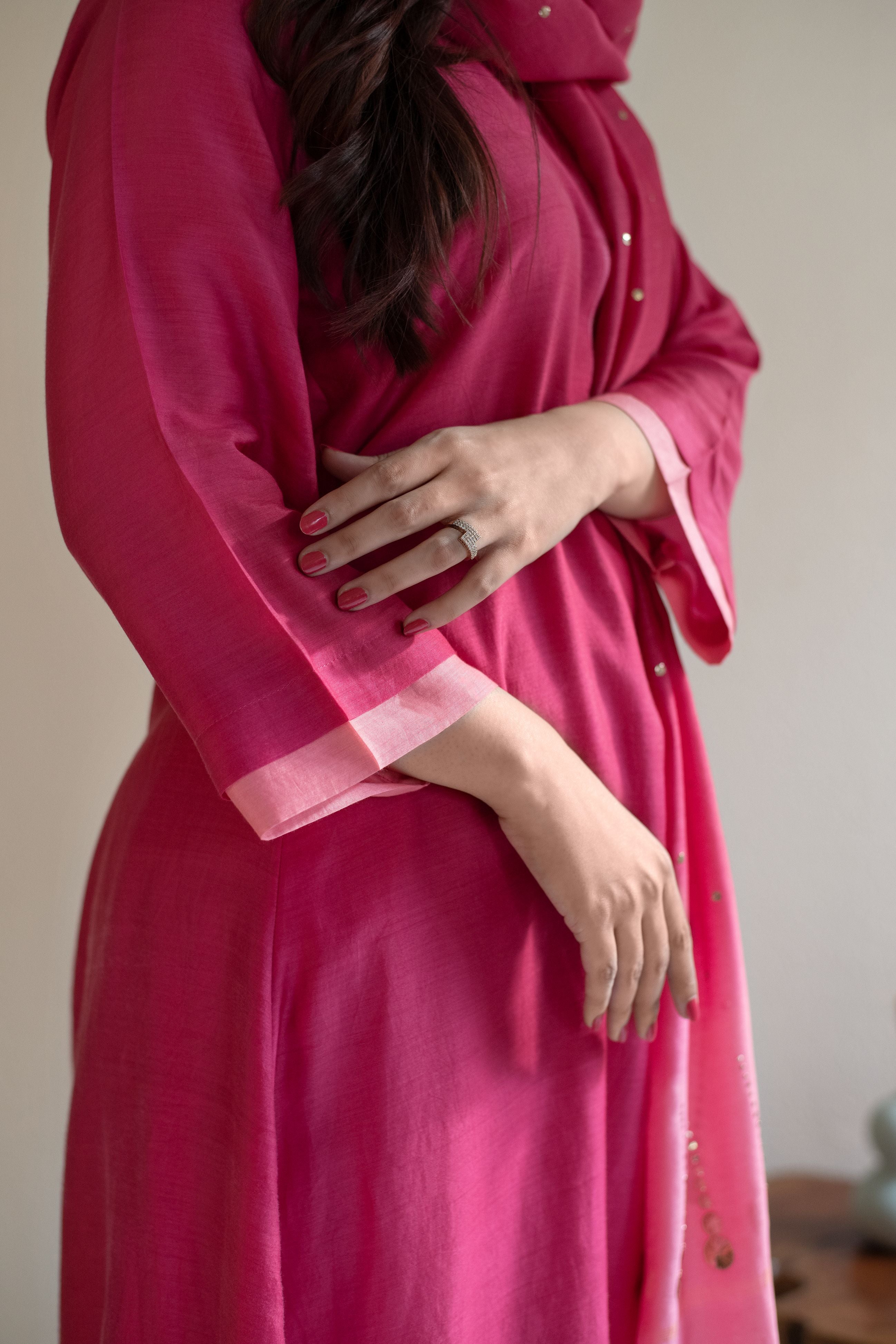 Pink dual shade muslin set