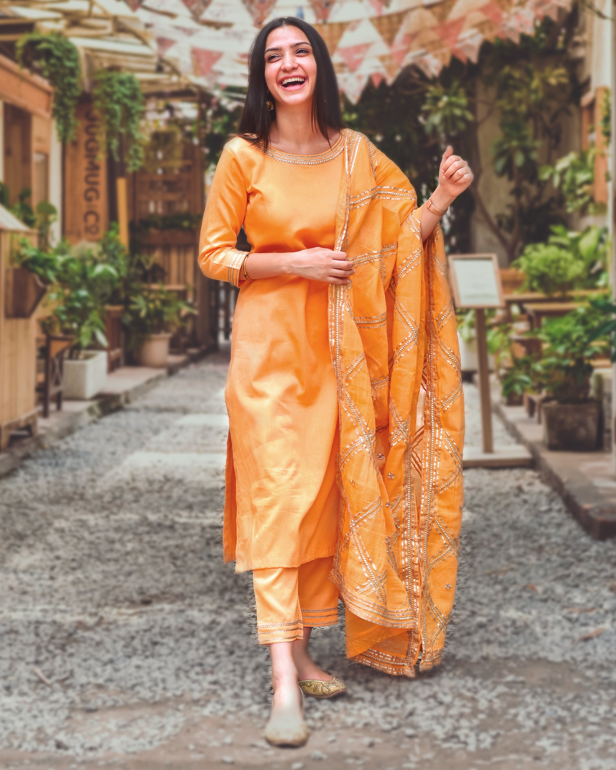 Mango yellow cotton silk set