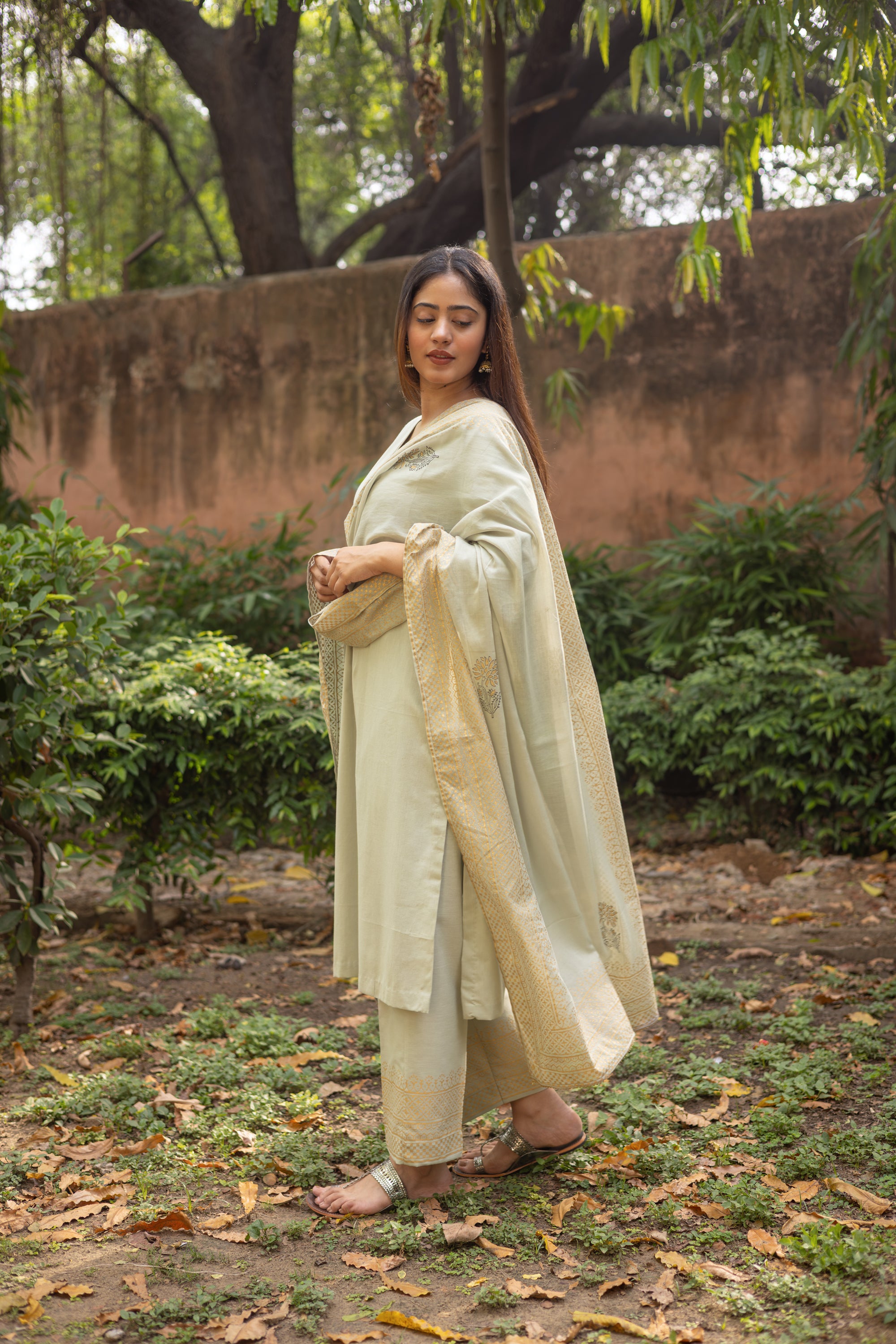 Sage Green Block Printed Cotton Set