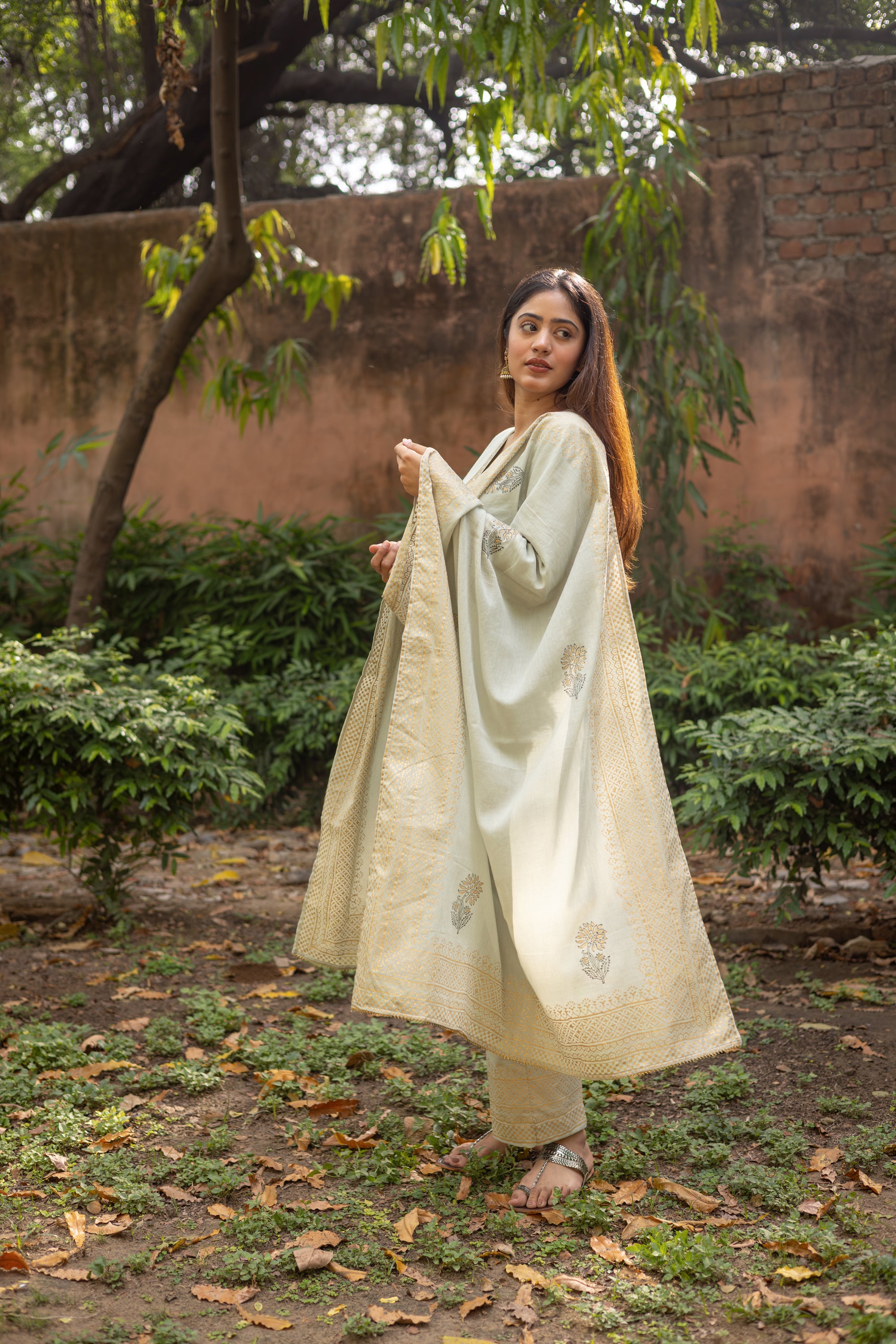 Sage Green Block Printed Cotton Set