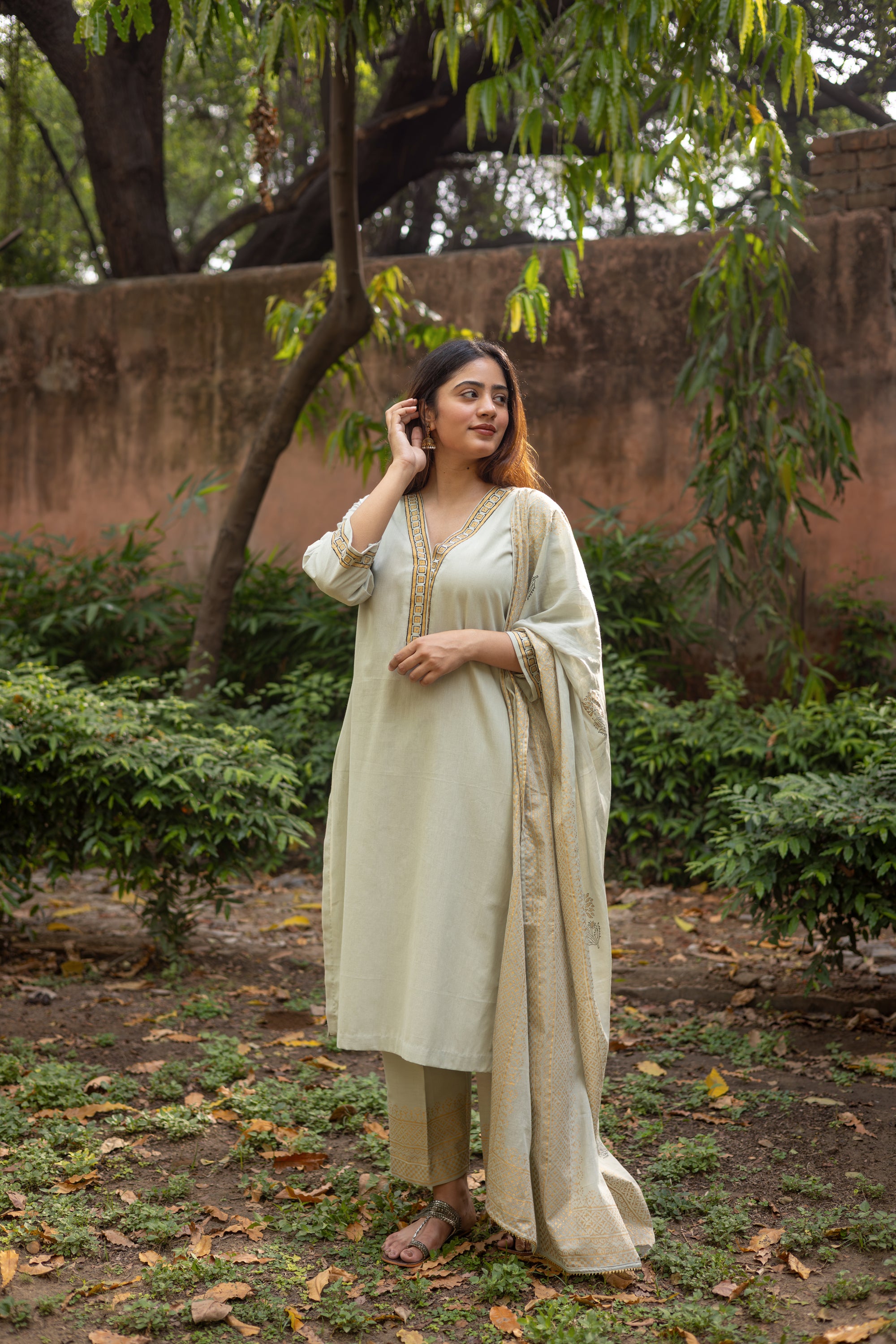 Sage Green Block Printed Cotton Set