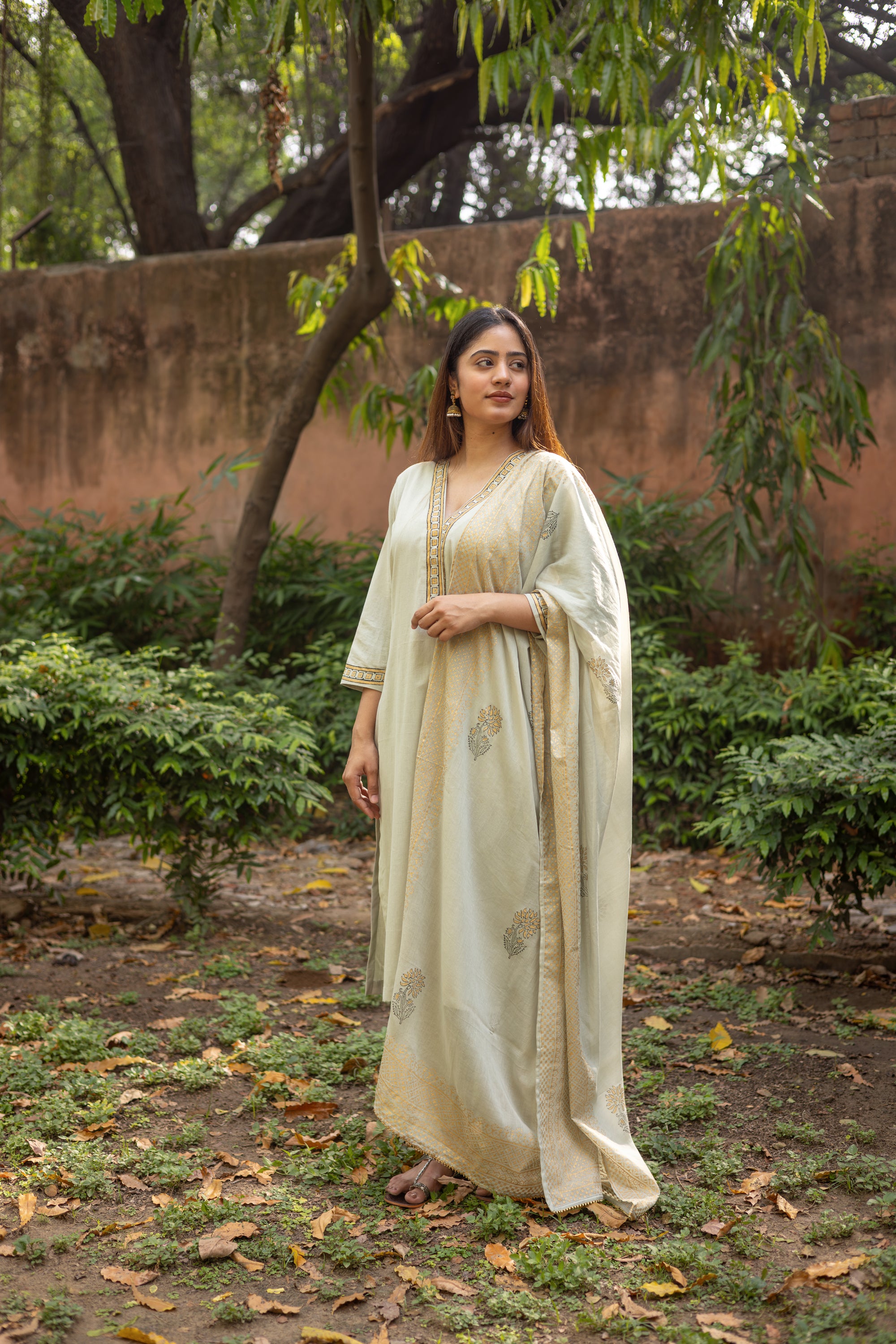 Sage Green Block Printed Cotton Set