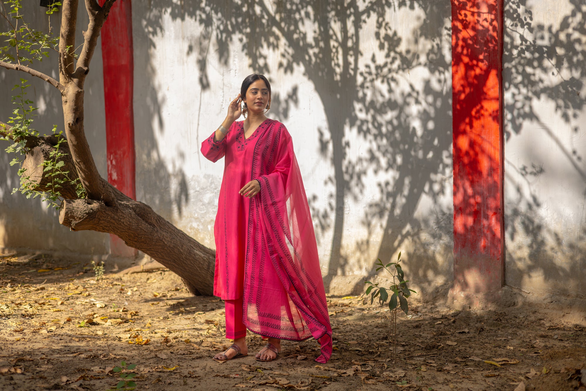 Jamun Pink Pure Cotton Block Print Set
