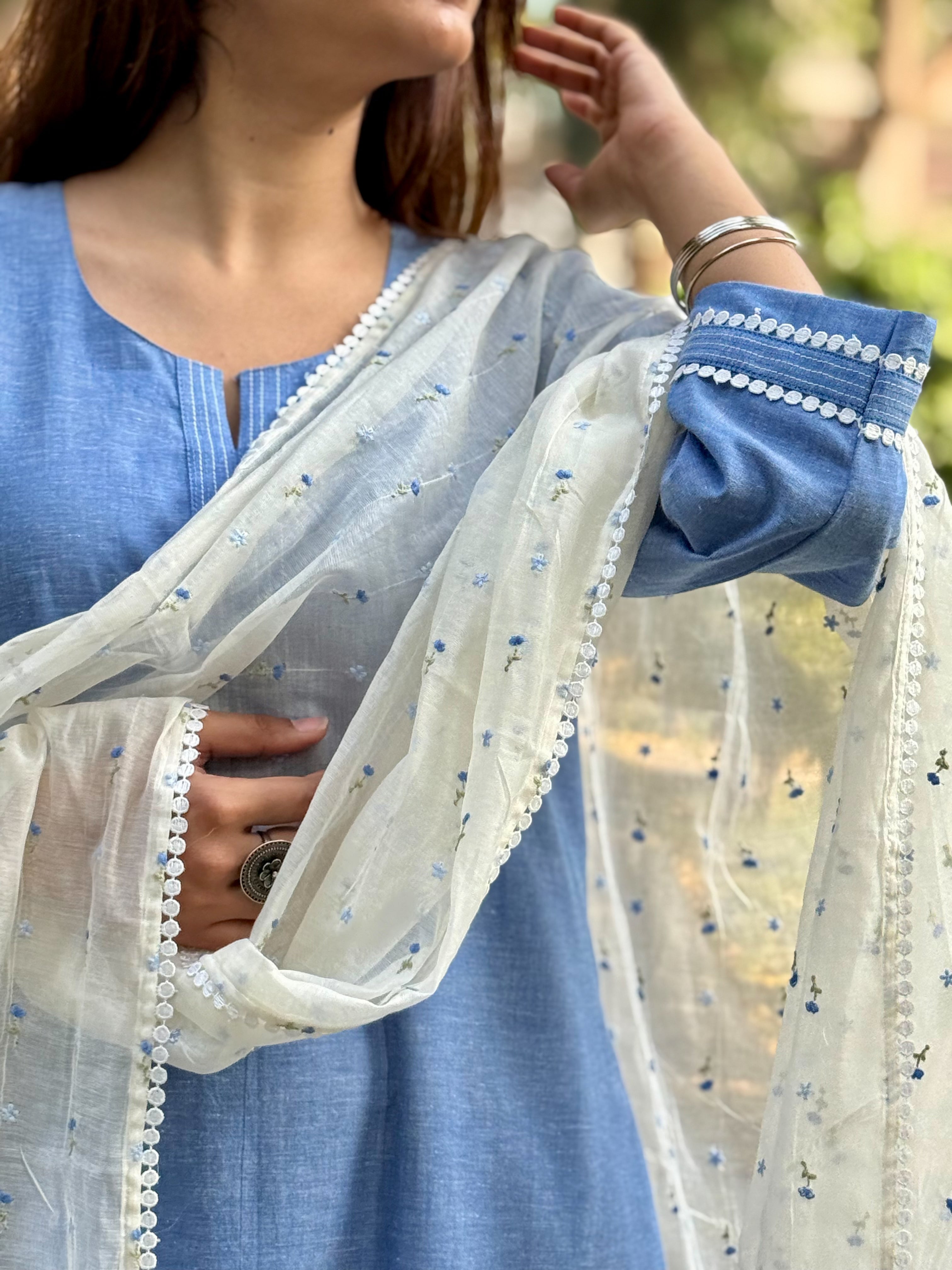 Dusty Blue Pure Cotton Set