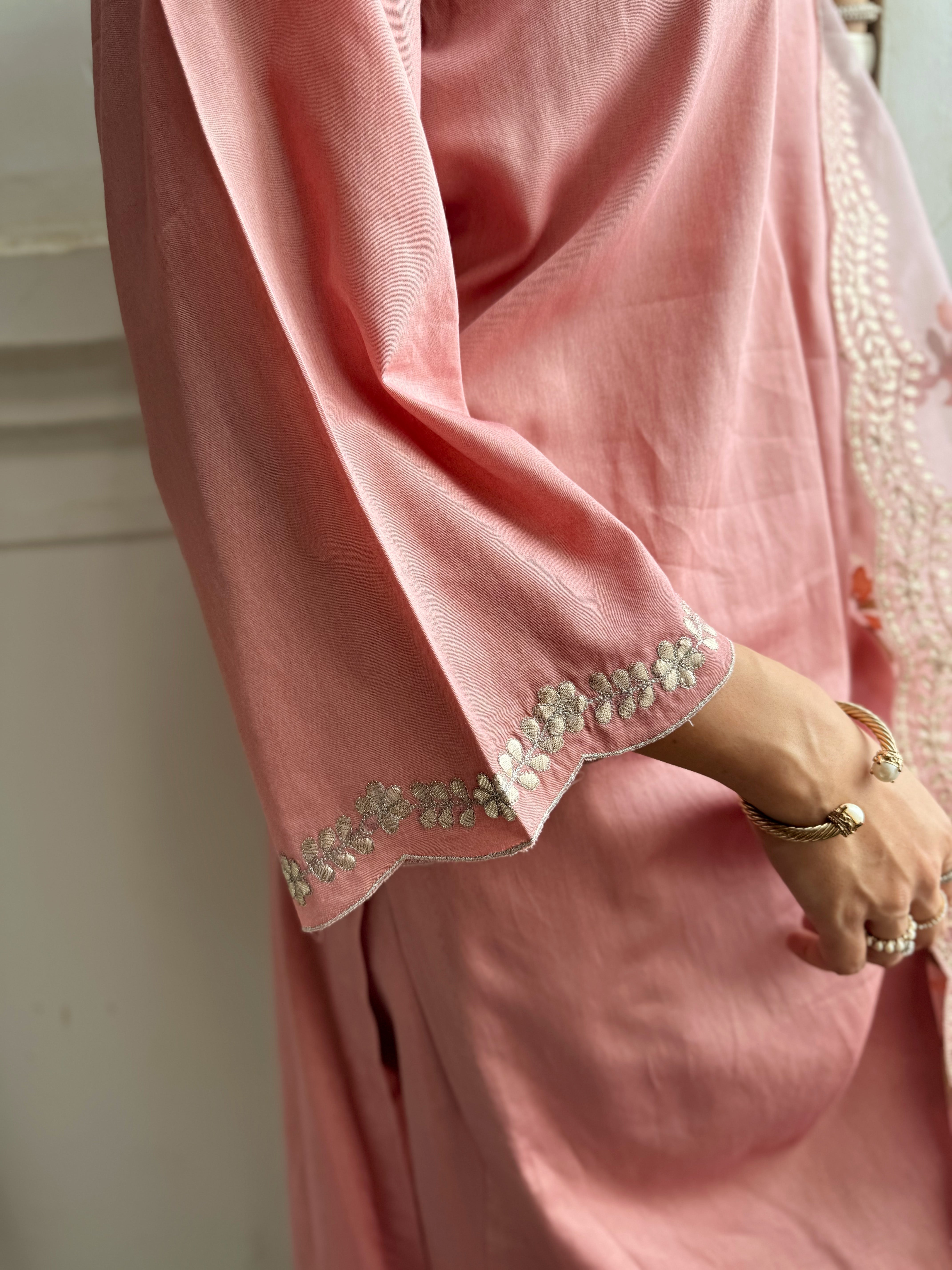 Blush pink embroidered set