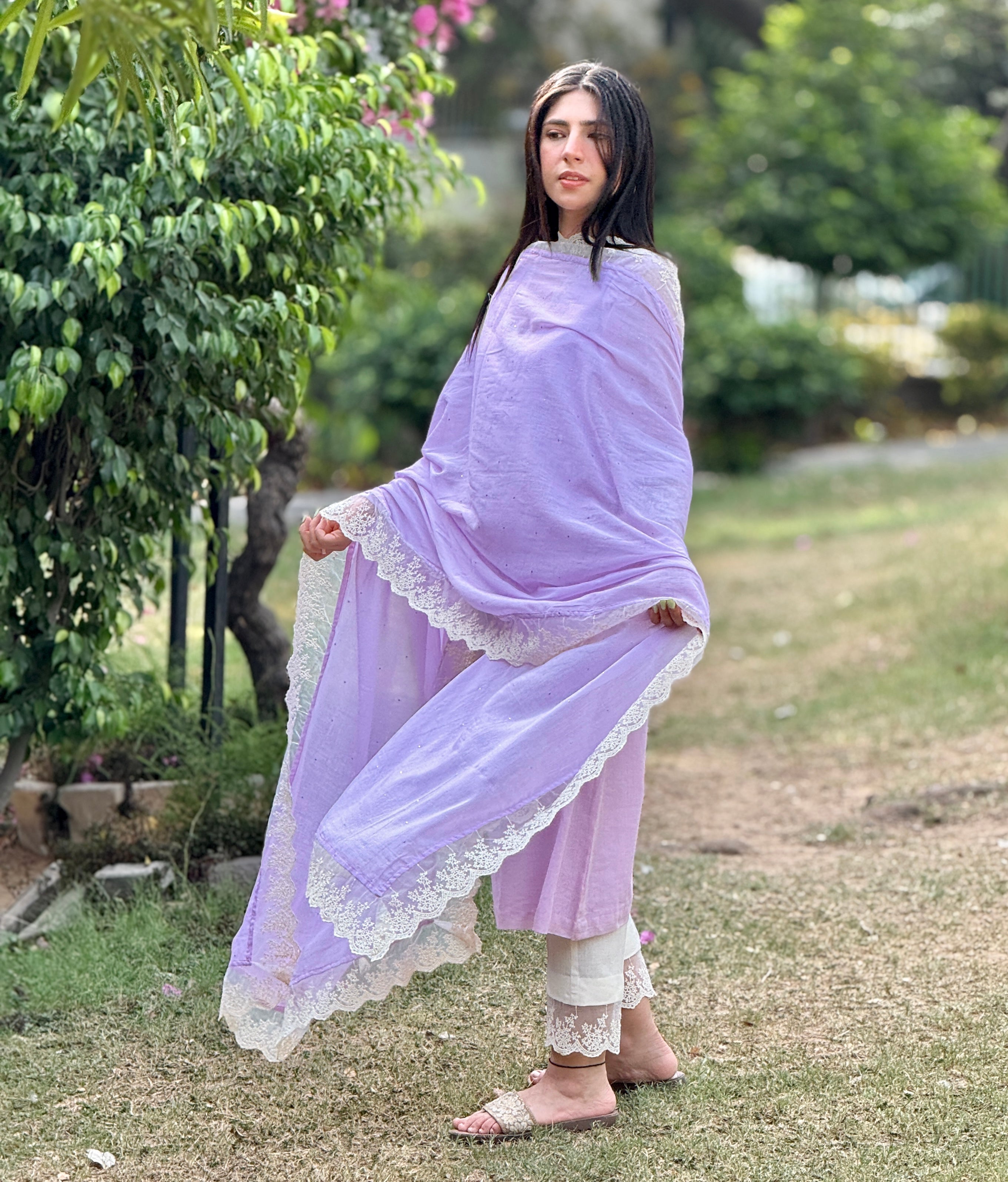 Lilac cotton mul set