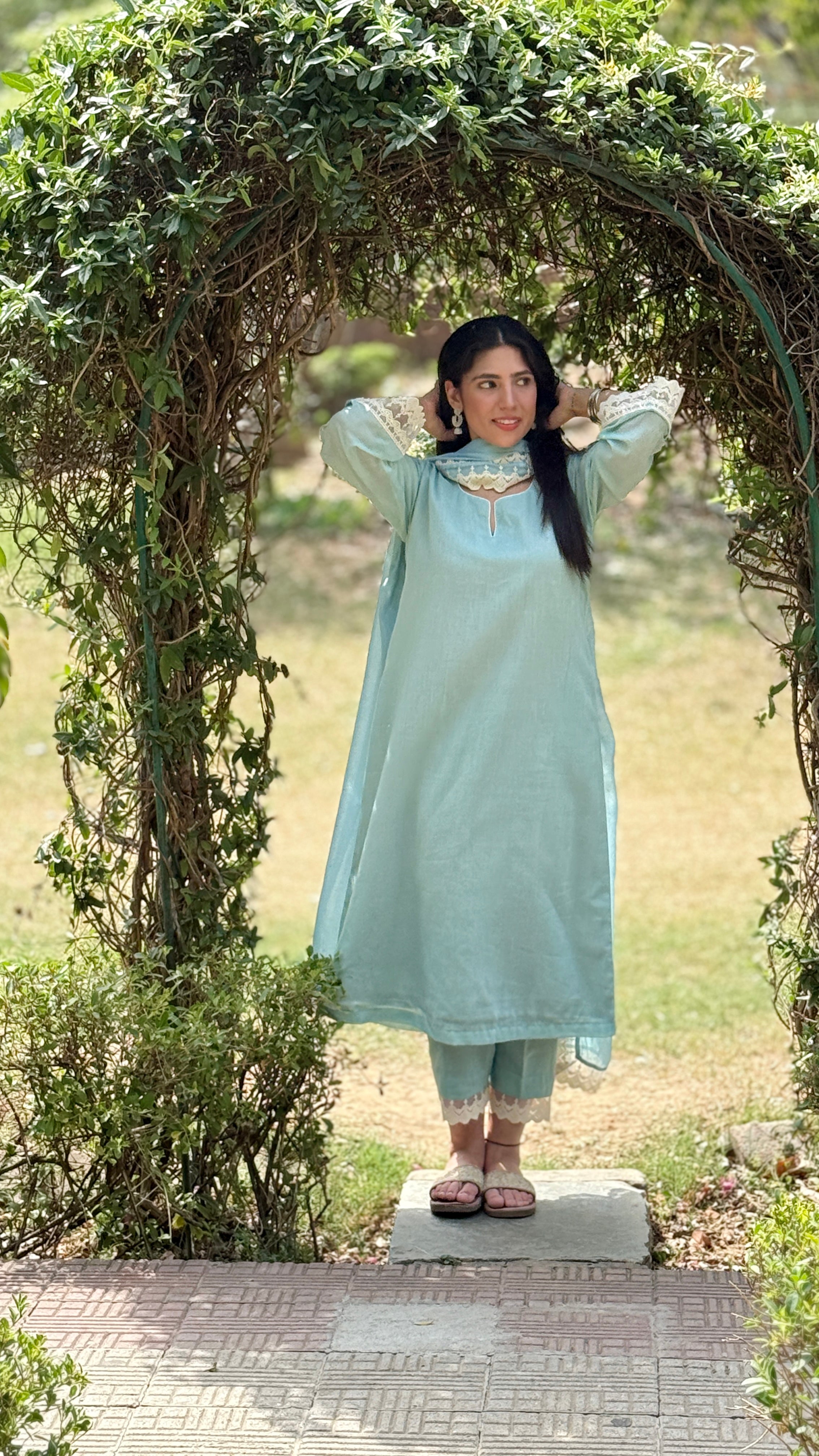 Teal cotton mul set