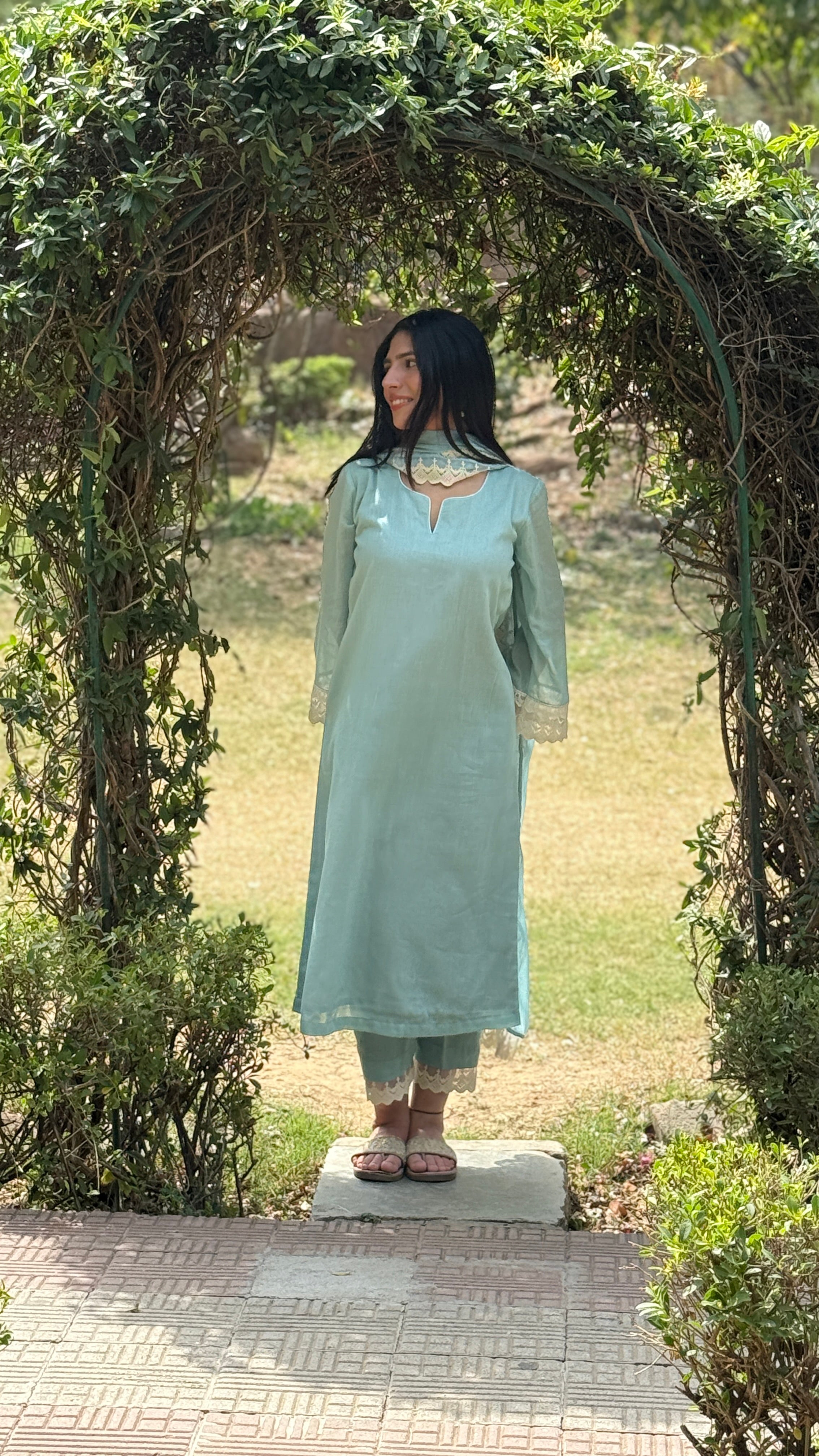 Teal cotton mul set