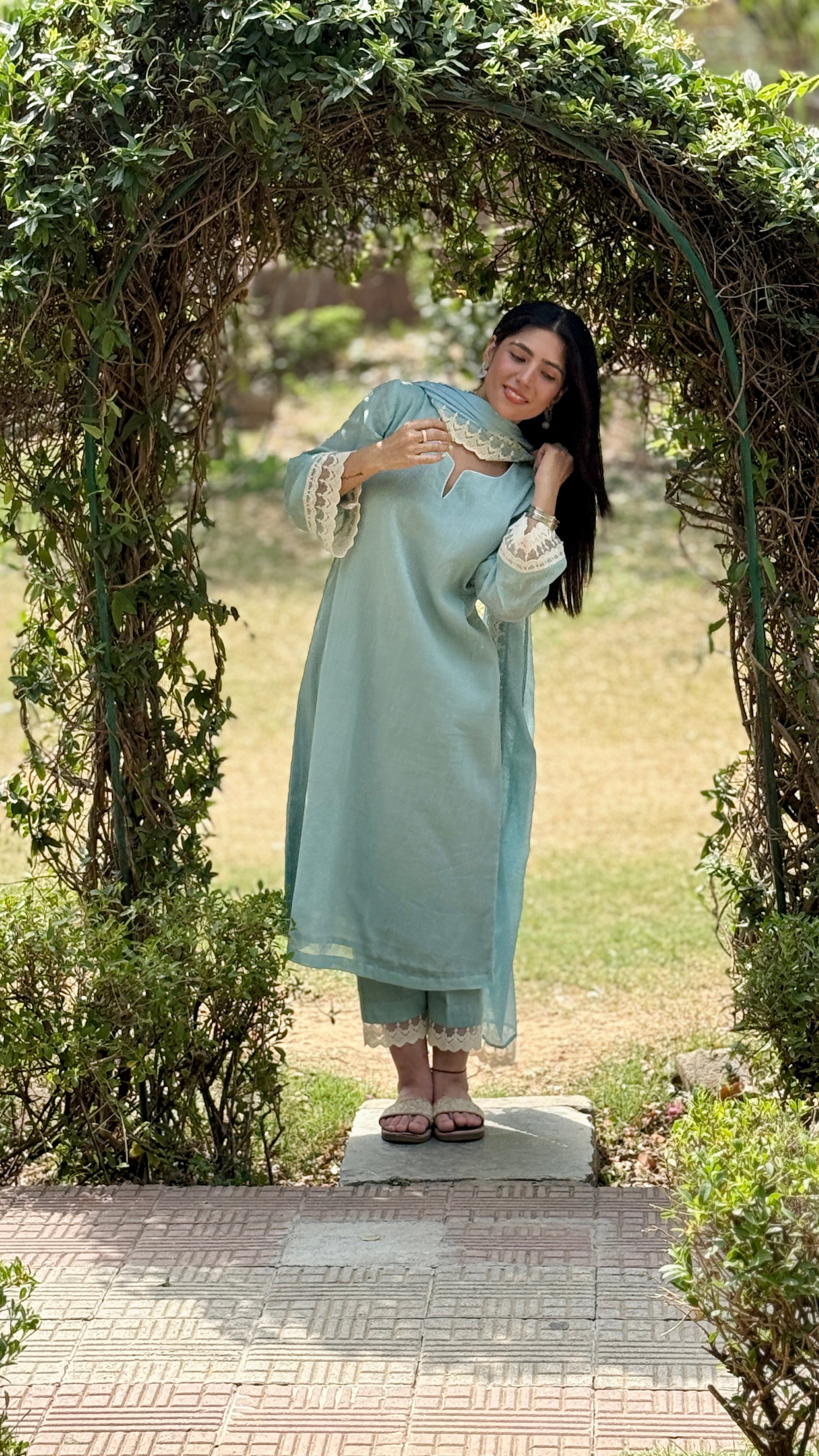 Teal cotton mul set