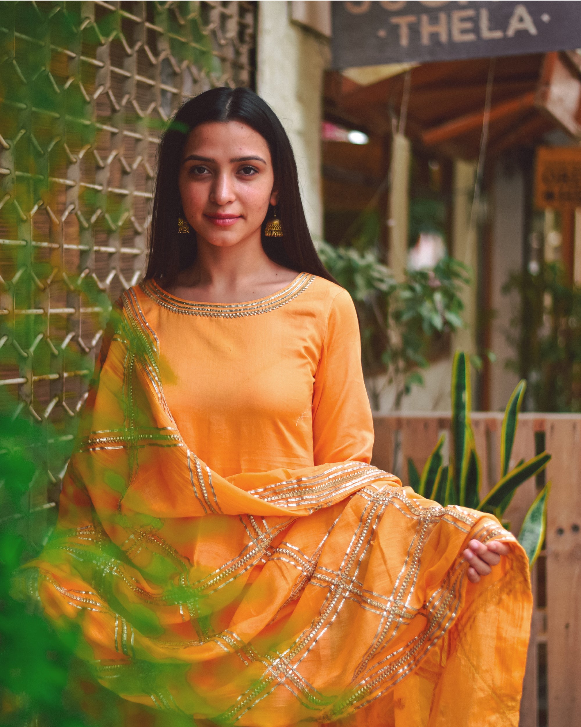 Mango yellow cotton silk set